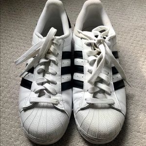 Adidas white with black stripes sz 8.5